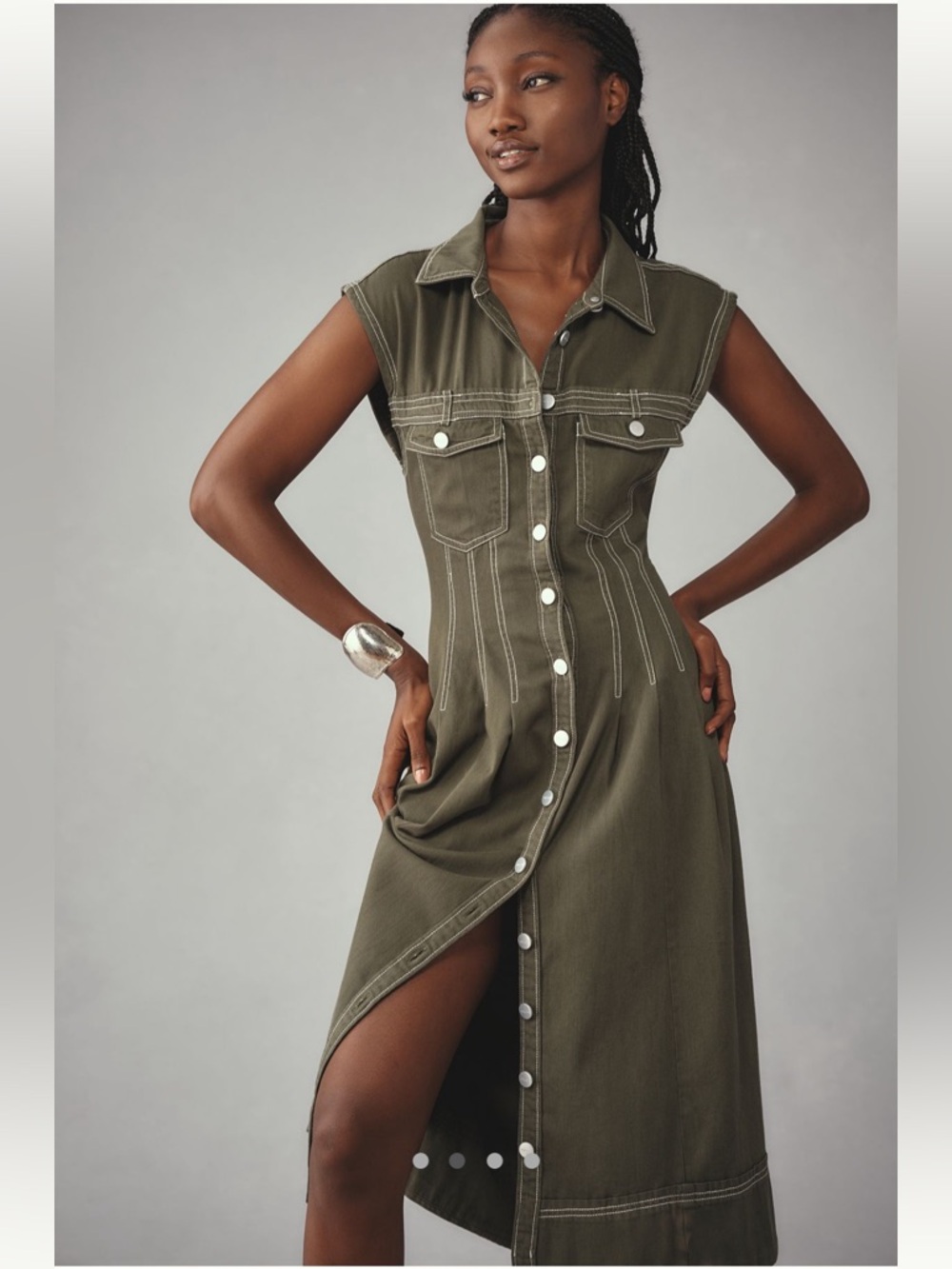 Anthropologie Pilcro Sleeveless Collared Button-Front Dress